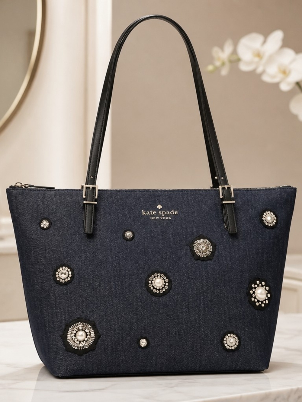 Kate Spade Maya Embellished Denim Tote